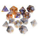 Pack of 14 Double Color Multi-sided Dice D20 D12 D10 D8 D6 D4 Die for Party Bar