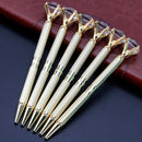 Diamond Crystal Pen Gem Ballpoint Pen Metal Ring Roller Ball Pen Office Supplies
