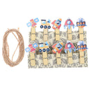 10Pcs/Set Rocket Spacecraft Wooden Clip Photo Clips with Hemp Rope BX