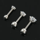 1 Set Of 3 Size 316L Surgical Steel Stars Clear Zirconic Cartilaginous Ear