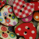 100x Multicolor Heart Shaped Wood Sewing Buttons Scrapbooking A9K7