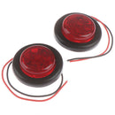2Pcs Red 2 inch 7 LED Round Side Marker Clearance Light FOR Truck Trailer Cam Gw