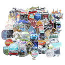 65Pcs Hiking Travel Stickers Adventure Outdoor Landscape Waterproof Pvc Dec JR