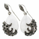 Earrings hooks in cat's eye stone drop 40 x 15 MM