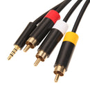 1.8m 3.5mm Jack AV Audio Video Cable RCA Adapter Wire Cord for Xbox 360 E