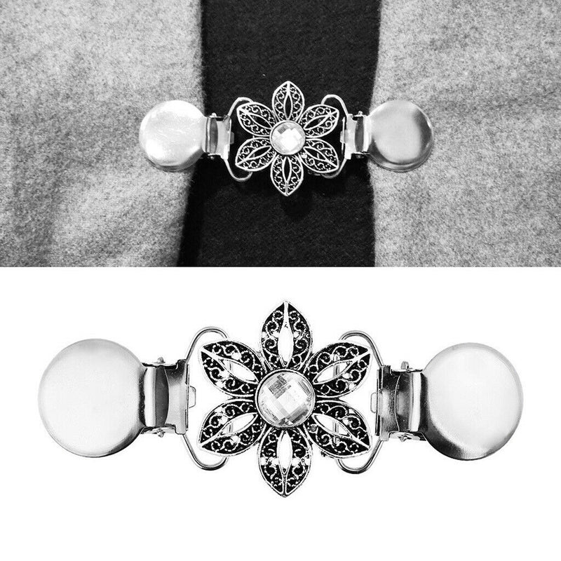 Retro Cardigan Clip Sweater Collar Clip Ladies Shawl Clips Dresses Shawl Flower