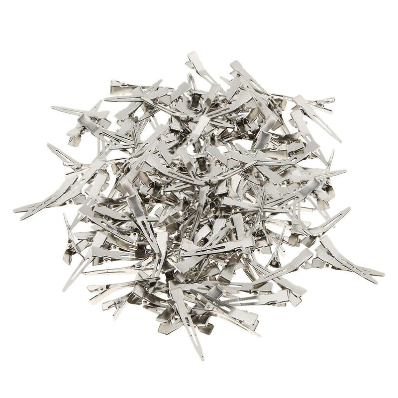 200x Iron Bows Alligator Curl Clips Blank Hair Pins Clamps DIY Projects