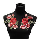 1Pair Rose Flower Applique Embroidered Floral Collar Sew Patch Bust Dress Pi TE