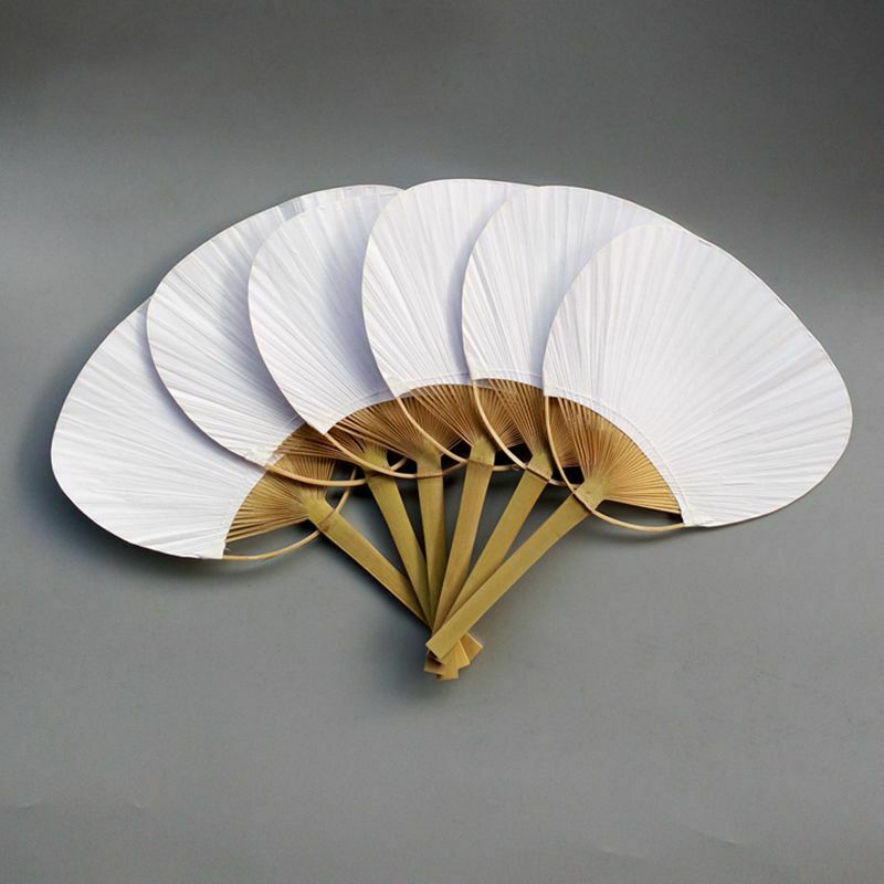 20pcs Pure white bamboo handle blank calligraphy painting blank group fan f L8R7