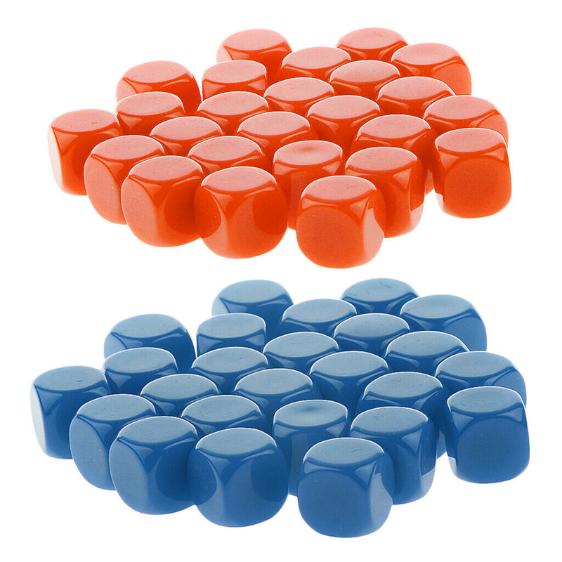 Set Of 50 Standard Size Dice, White Dice, D6, 6-sided Acrylic,