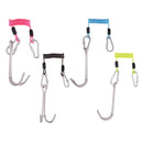 Scuba Diving Stainless Steel Dual Reef Hook & Coil Lanyard Carabiner Pink