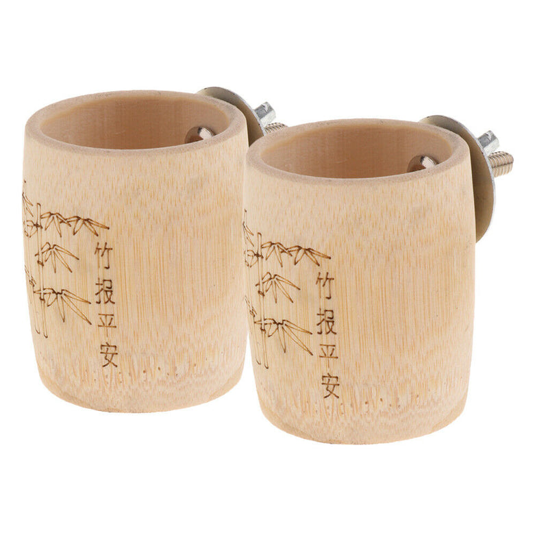 2 Pcs Parrot Feeder Bamboo Feeding Bowl Cage Food Water Container S
