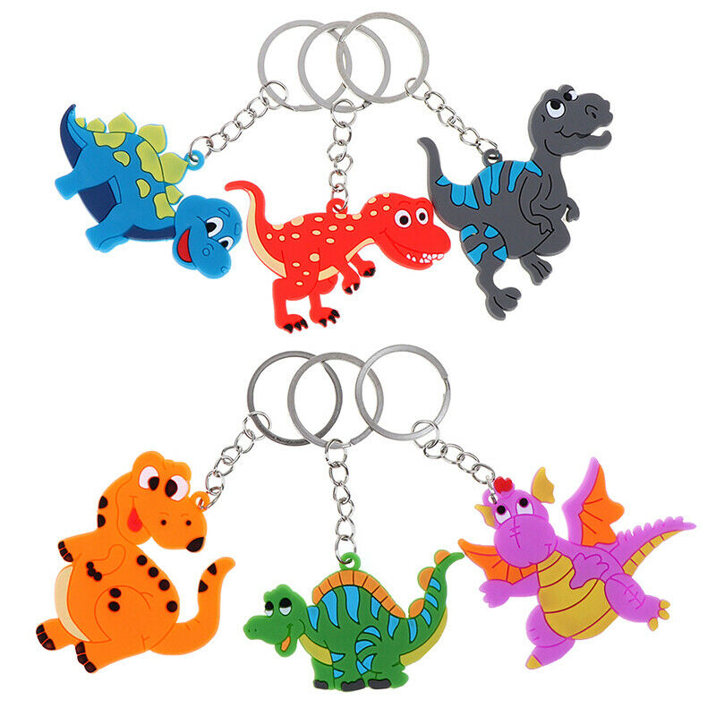 6pcs Cartoon Dinosaur Keychain Pendant Keyring Dinosaur Party Decor Kids GiftsBX