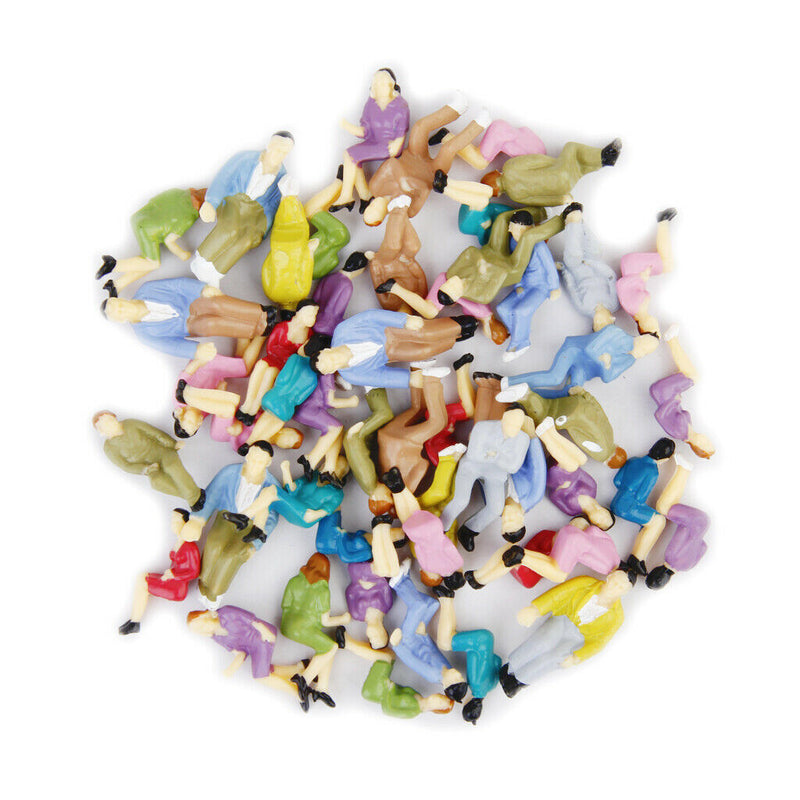 50pcs Mixed Painted Seated People Figures Passengers Train Railroad Layout 1:50