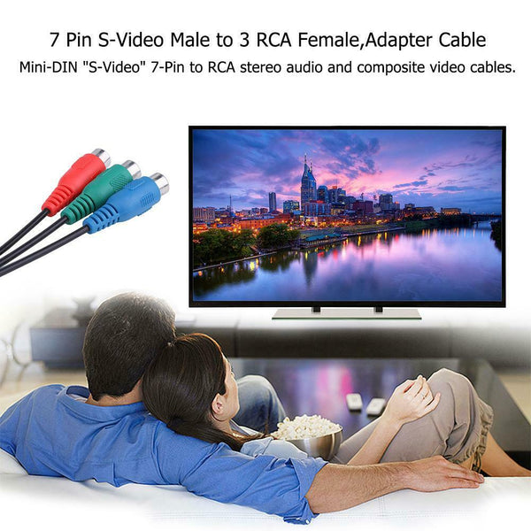 7 Pin S-Video Male to 3 RCA Female Video AV Adapter Cable for PC TV Laptop #gib