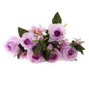 9Head Artificial Rose Flowers Silk Bouquet Bridal Home Vase Decor DIY Purple