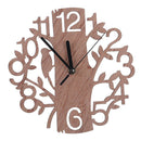 Tree Bird Shaped Wooden Wall Clock for Living Room TV Background Decor Gift