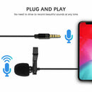 Clip-on Lapel Mic 3.5mm Jack Podcast Interview Condenser Lavalier Microphone