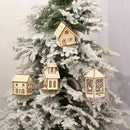 Wooden house, Christmas decorations light, small hotel bar Christmas tree w