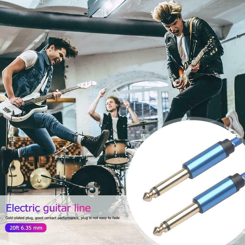 20ft 6.35 mm Jack Mono Audio Cable Male to Male for Guitar Mixer Amplifier