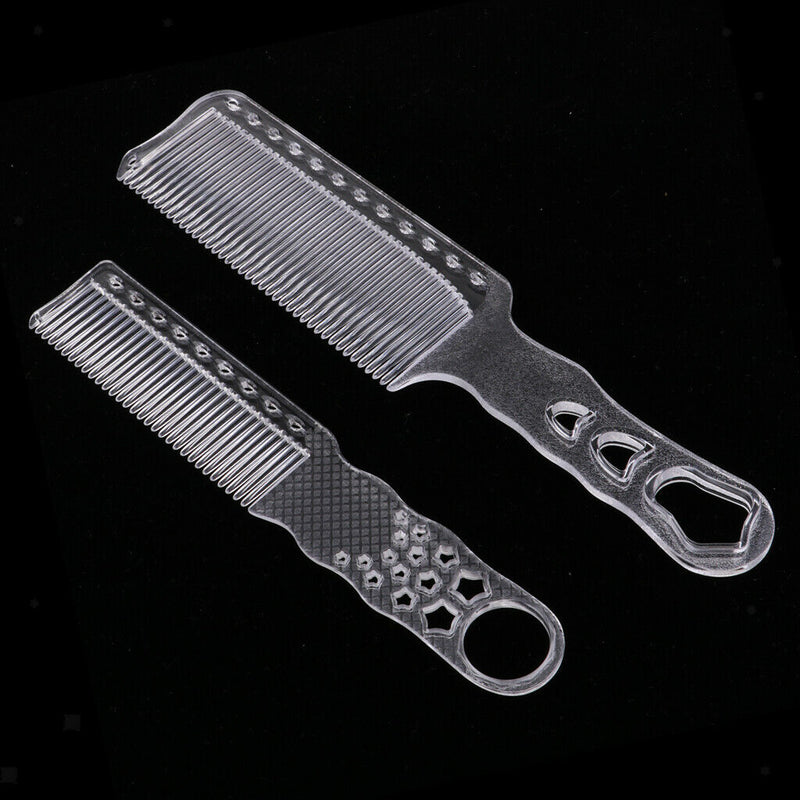 Clear Plastic Anti-static Barber Hairdressing Clipper Comb, Flat Top Fine