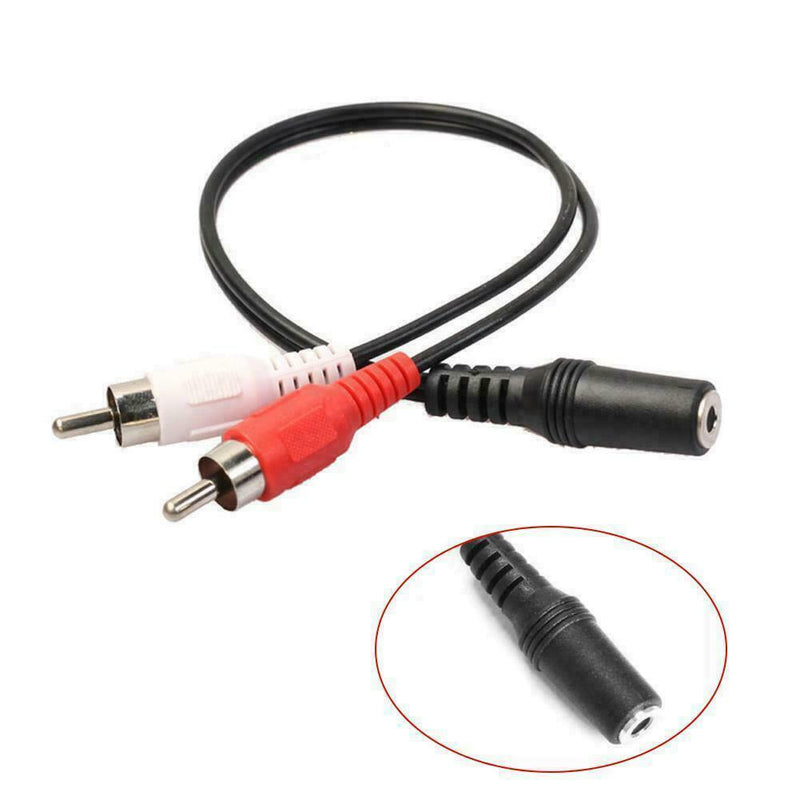 3.5mm1/8" Stereo Female to 2 Male RCA Jack Adapter Y Cable AUX Splitter Aud O1R0
