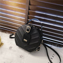Creative Round Shoulder Bag Leather Small Women Crossbody Handbag (Black)