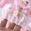 1M Pink Chiffon Ruffle Lace Trim 3 Layer Pleated Ribbon DIY Dress Sewing Decor ^