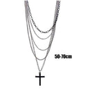 Multi-layer Cross Pendant Necklace Fashion Sweater Choker Statement Jewelry A