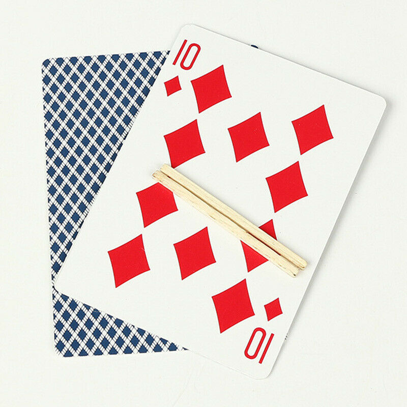 Two Cards & Two Wooden Sticks Floating In The Air Magic Props Suspended Match