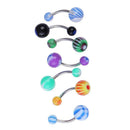 50PCS Mix Color Stainless Acrylic Ball Barbell Bar Navel Belly Button Ring