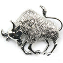 Cattle Brooch Jewelry Rhinestone Crystal Bull Cow Animal Brooches Metal SEAU