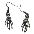 Alloy Halloween Decor Party Wedding Dress Up Skeleton Hand Necklace Earrings Set