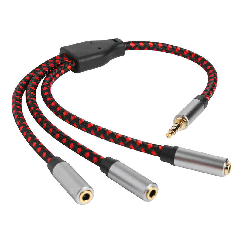 11.8 inch 3.5mm Male to 3X Female Splitter Audio Cable 3 Way Splitter