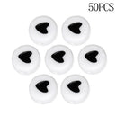 50Pcs Useful Acrylic Heart Love Coin Round Flat Spacer Beads 7mm Black & White #