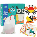 Wooden Montessori Geometry Block Animal Puzzle Jigsaw Early Congnition Toys