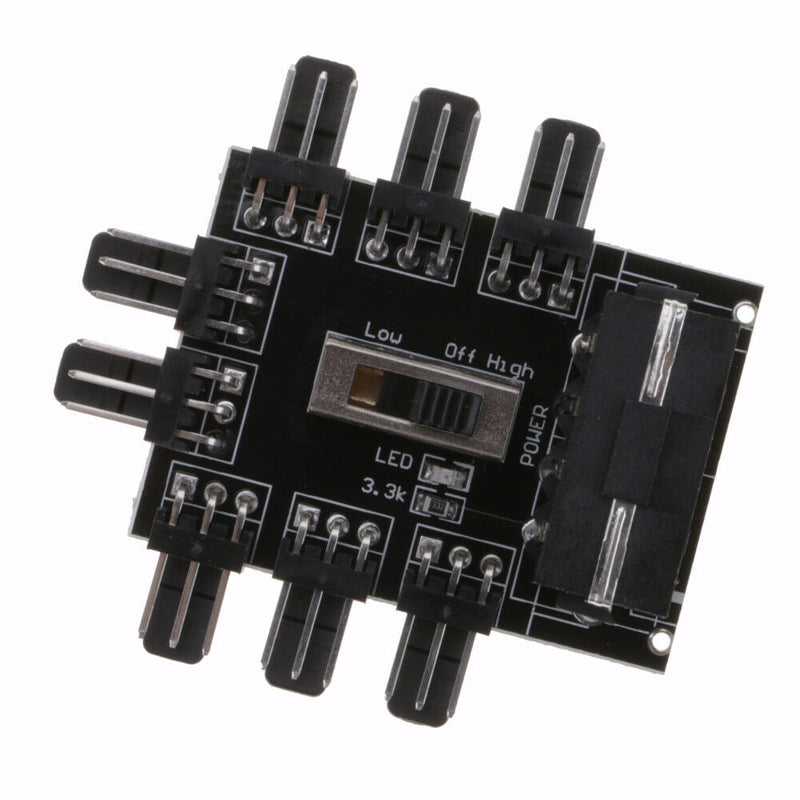 1 to 8 Channel Hub IDE Interface Power Splitter For 2A 12V 3Pin Fan 5.3*5*1.5 cm