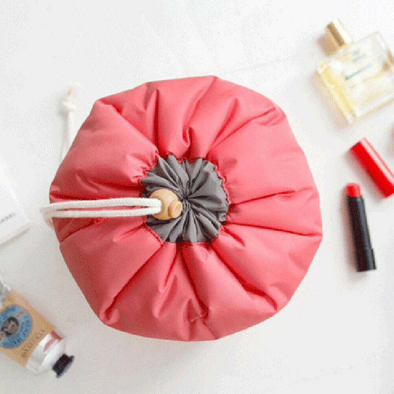 Nylon Drawstring Travel Cosmetic Bag Makeup Organizer Toiletry Bags (Red) A