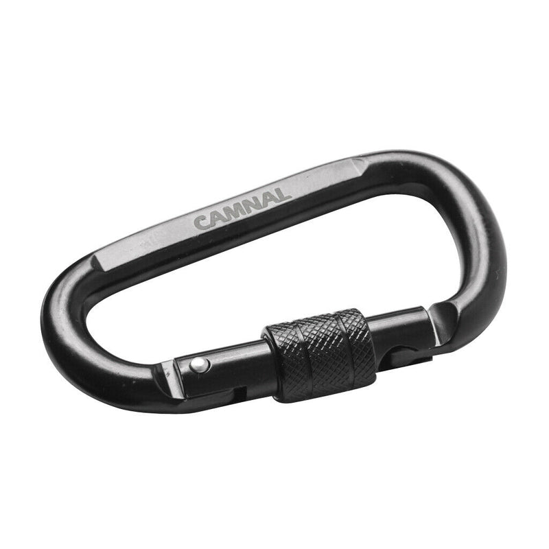 2 Pieces 30KN D Shape Carbon Steel Screw Locking Outdoor Climbing Carabiner