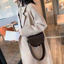 Retro Crossbody Handbag Women Semicircle PU Leather Shoulder Bag (Coffee) A