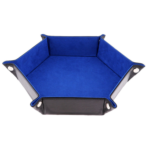 Dice PU Leather Folding Hexagon Tray Velvet for RPG DnD Dice Game Storage B