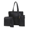 4pcs/set Litchi Leather Tassel Women Tote Shoulder Handbag Card Bags (Black
