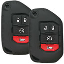 4 Buttons Flip Key Cover Case Fob Holder Bag Keyless Protector for Jeep Wra