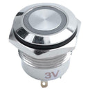 DC3V Blue Illuminated LED 16mm Metal Momentary Push Button Switch SPST