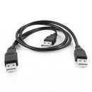 USB 2.0 A to A 3A Male Y Splitter Data Power Cable 2.5Ft Black for PC