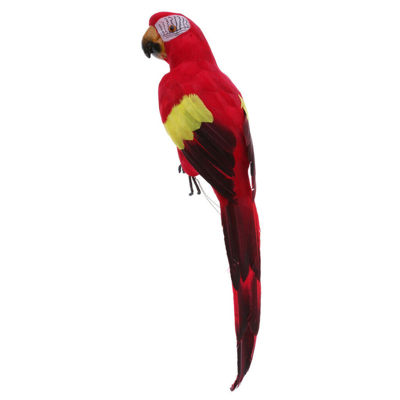 Set of 4 Feathered Realistic Parrot Home Garden Birds Decor Ornament