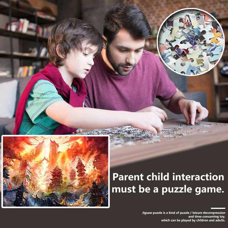 1000pcs DIY Paper Jigsaw Flame Tower Puzzle Toys Educational Picture Decor