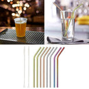 10 Piece Reusable Metal Straws Drinking Stainless Steel Brush Straw-Curved Z7I2