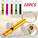 10pcs Emergency Whistle Aluminum Alloy Survival Whistle Keychain Outdoor Tool