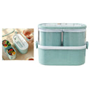 3 IN1 Kids Lunch Box Wheat Straw Box Microwave Food Fruit Storage Container